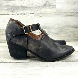 Jeffrey Campbell Alamo Bootie Western Block Heel Black Distressed Leather Women9